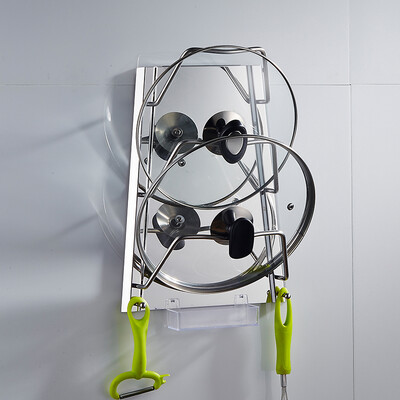 

QEQX SUS304 stainless steel perforated pot cover, kitchen rack, wall hanging water tray