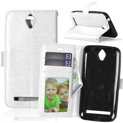 

White Style Classic Flip Cover with Stand Function and Credit Card Slot for Asus Zenfone Go ZC451TG