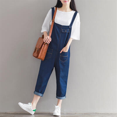 

City Plus CITYPLUS Arts Fan Sling Foot Casual Pull File Pants One-piece Cowboy Belt Pants CWKN173355 Blue