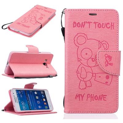 

Pink Bear Style Embossing Classic Flip Cover with Stand Function and Credit Card Slot for SAMSUNG GALAXY Grand Prime G530