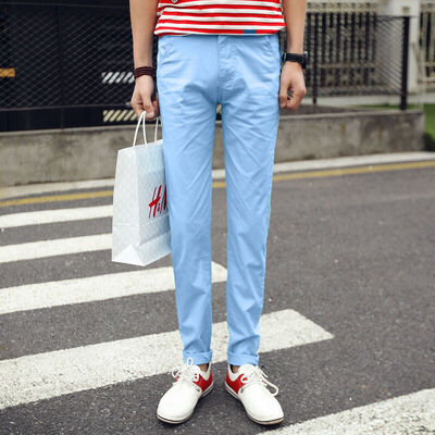 

Yi Shi мода простой простой цвет Тонкий маленький прямой случайные брюки самец ZY949 неба голубой 30