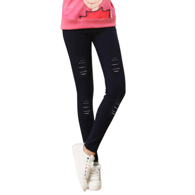 

Antarctica nanjiren broken pants nine cents feet pants Korean version of candy color wild was thin green