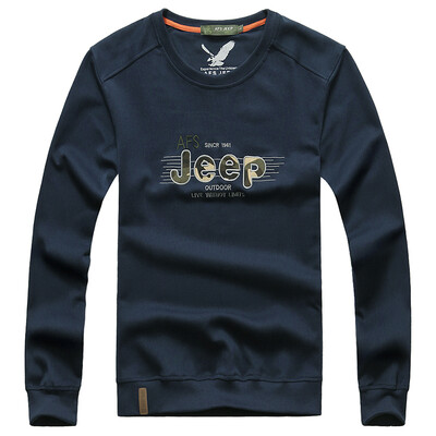 

Field jeep long sleeve T-shirt round neck embroidery large size loose long-sleeved T-shirt bottoming shirt A3868 sapphire blue