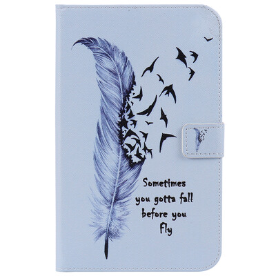 

Feather Design PU Leather Flip Cover Wallet Card Holder Case for SAMSUNG T815