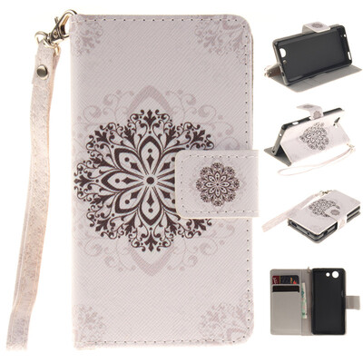 

Datura flowers Design PU Leather Flip Cover Wallet Card Holder Case for SONY Xperia Z3 CompactZ3 mini