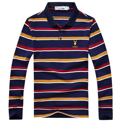 

Playboy PLAYBOY Футболка Мужская мода Полосатая рубашка с длинным рукавом 16001PL1907 Red 2XL
