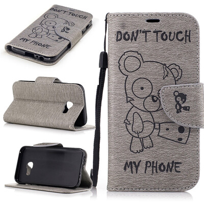 

Gray Bear Embossed PU Leather Wallet Case Classic Flip Cover with Stand Function and Credit Card Slot for SAMSUNG Galaxy A3 2017