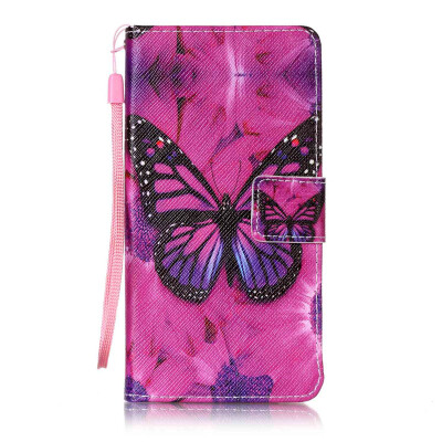 

Black Butterfly Design PU Leather Flip Cover Wallet Card Holder Case for LG K8