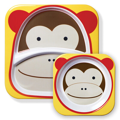 

SKIP HOP Cute Zoo Imitation Porcelain Breaking Children Baby Bowl Комплект посуды - Обезьяна 6+ месяцев Импорт в США