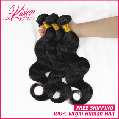 

8A Peruvian Virgin Hair Body Wave 3 Bundles Peruvian Body Wave Human hair Weave Bundles Virgin Peruvian hair
