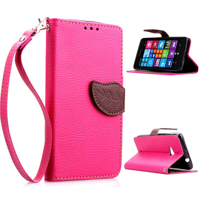 

Pink Design PU Leather Flip Cover Wallet Card Holder Case for Nokia Lumia 535