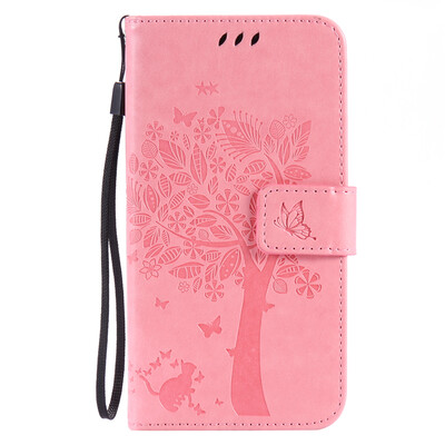 

Pink Tree Design PU Leather Flip Cover Wallet Card Holder Case for HUAWEI Y5II