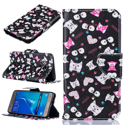 

Black cat Design PU Leather Flip Cover Wallet Card Holder Case for SAMSUNG Galaxy J5 2016J510