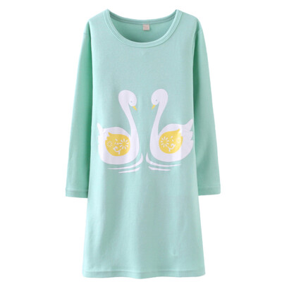 

Parents (KIDS MAM & DAD) girls sleep dress children long-sleeved pajamas parent-child home service mother and daughter 86024 water green 110