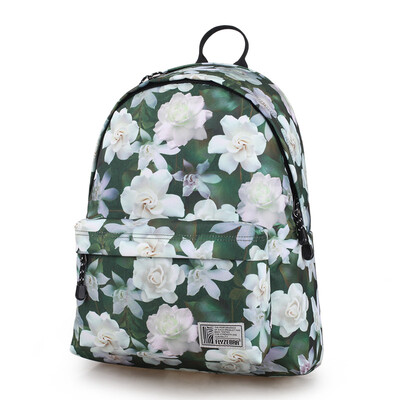 

Fly zebra FLYZEBRA shoulder bag female print backpack student bag 14 inch computer bag Korean version of the wave travel bag FBB0014-16 gardenia flower