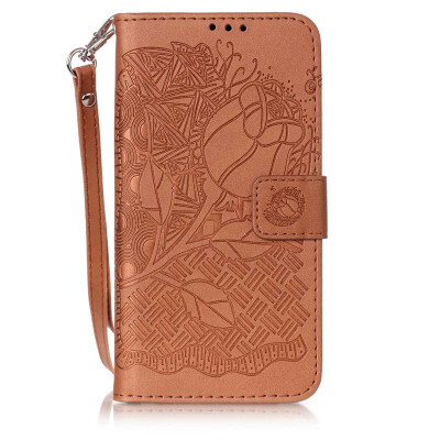 

Brown Rose Design PU Leather Flip Cover Wallet Card Holder Case for SAMSUNG A510