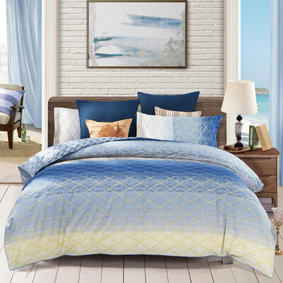 

Mercury Home Textiles Хлопок Комплект из 4 предметов Хлопок Комплект постельного белья Блузка Простые чеки Double 1,5m Bed Blues Life