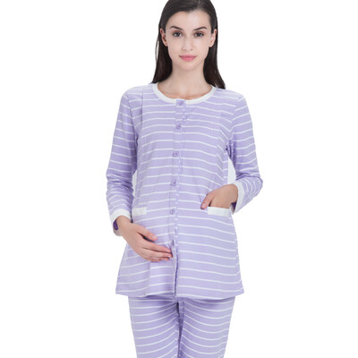 

Love paternity suits clothes maternity pajamas pajamas maternity maternity dresses stripes stripes side open M304 purple