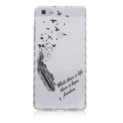 

Feathers&birds Pattern Soft Thin TPU Rubber Silicone Gel Case Cover for HUAWEI P8 Lite