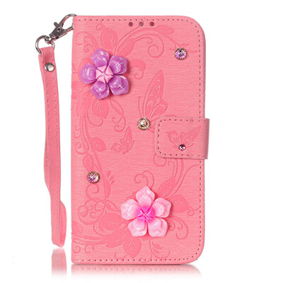 

Pink Butterfly PU Leather Flip Cover Wallet Card Holder Case for SAMSUNG S6EDGE PLUS
