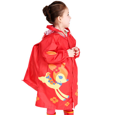 

hugmii children raincoat windbreak pants boys&girls cute cartoon with book bunting pupils red deer m