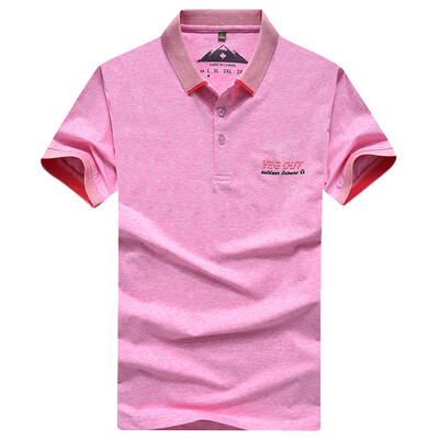 

Playboy PLAYBOY футболка Мужская мода сплошной цвет с короткими рукавами случайный лацкан футболка 17001PL1703 розовый 2XL