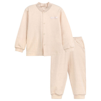 

Xin Song baby color cotton long-sleeved shirt open crotch pants suit newborn spring&autumn color cotton underwear shirt pants suit natural green small lion C224D73