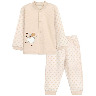

Xin Song baby jacquard color cotton cardigan suit newborn spring and autumn color cotton underwear jacket pants suit shallow card of its lamb C282D73