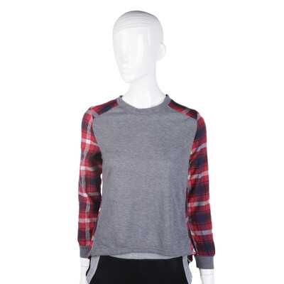 

Women Checked Long Sleeve Casual Loose Tee Shirt Tops Blouse Round Neck