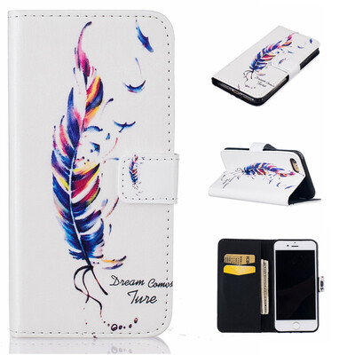 

Blue plumes Design PU Leather Flip Cover Wallet Card Holder Case for IPHONE 7 47 inch