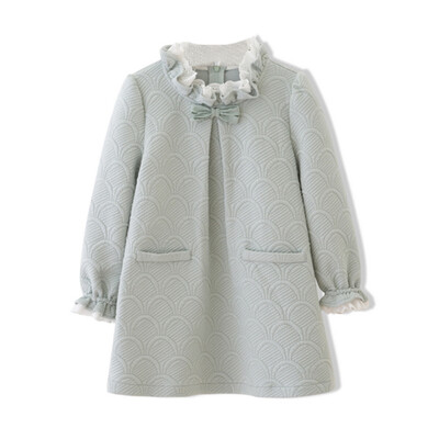 

Florian Flordeer French children's clothing girls lace stand collar bow dress F61018 green 100