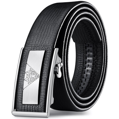 

Seven wolves men's leather first layer cowhide wolf head youth leisure automatic buckle belt business belt 7A619018620-08 black