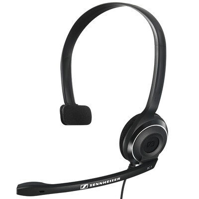 

Sennheiser Sennheiser PC 7 USB с компьютером (PC или Mac), используя один односторонний разговор штепсель наушников и играть сеть Black Noise