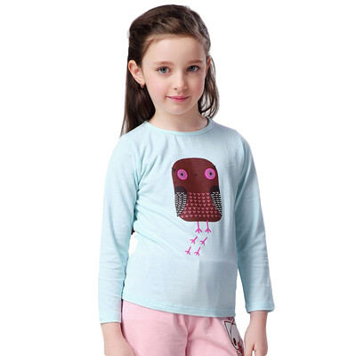 

Xin Song girl cartoon owl long sleeve printing T shirt light blue C005A 90