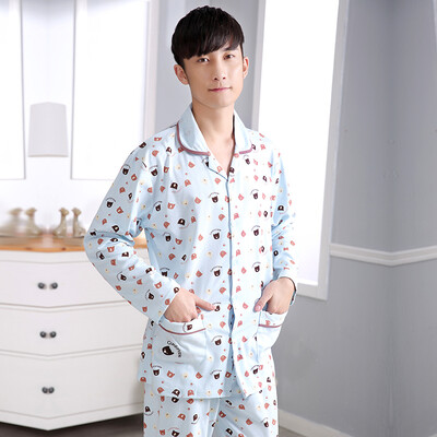 

Antarctic pajamas home service men&women couples cotton can wear long-sleeved cardigan home clothing point bear set N675X20071-1 male XXL