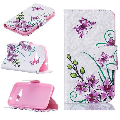 

Pink butterfly Design PU Leather Flip Cover Wallet Card Holder Case for SAMSUNG Galaxy J1 2016/J120F