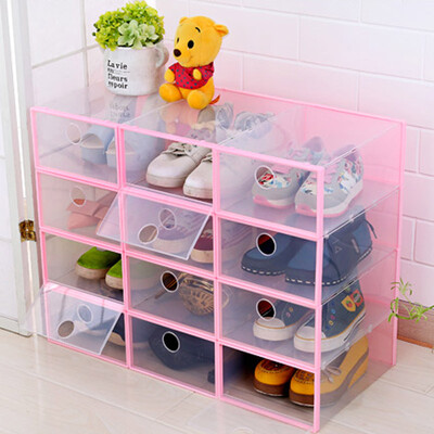 

Green clam clamshell plastic storage box transparent shoe box combination sundries finishing box large 6 pink