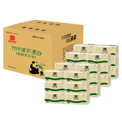 

Shaoneng natural color pumping paper without bleach bamboo pulp truth series 3 layer 134 pumping tissue paper * 24 bags (small) FCL sales