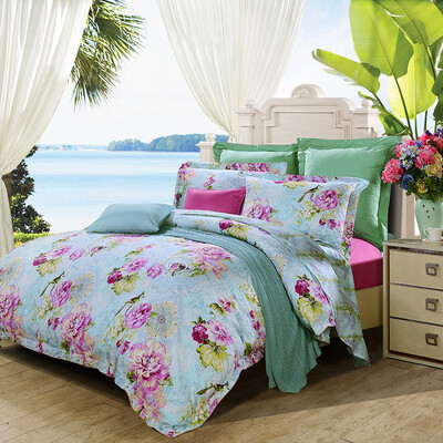 

FUANNA Домохозяйка Постельное белье Комплект из хлопчатобумажной ткани Twill Bed Четырехгранные листы Quilt Romantic 1,8m Bed Применимо (230 * 229 см) Зеленый