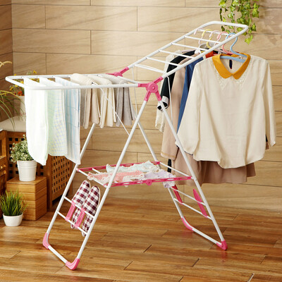 

Ou Runzhe drying rack airfoil landing folding large multi-purpose drying rack indoor&outdoor balcony clothes rod rose red