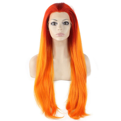 Iwona Synthetic Hair Lace Front Long Straight Ombre Wig