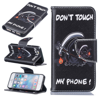 

Grim Reaper Design PU Leather Flip Cover Wallet Card Holder Case for IPHONE 55S5SE