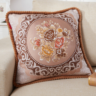 

Jiuzhou deer pillow home textile European jacquard pillow sofa pillow office waist waist car comfort cushioned bedside backrest generous pillow color sky fragrant coffee 47 47cm