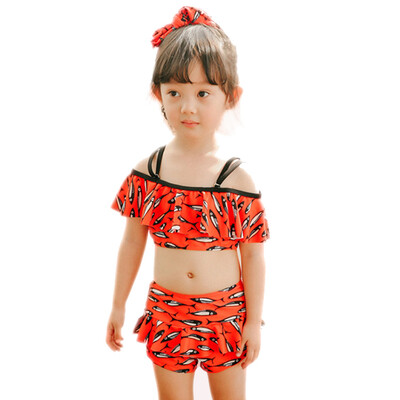 

Qiaohai QIHAI 6610-5 children swimsuit fashion Korean version of the separate swimsuit small fish pattern comfortable girl swimsuit red L code