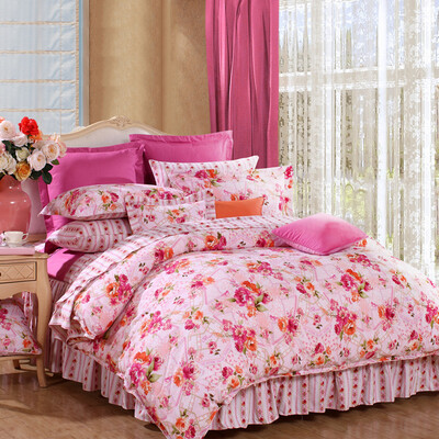 

Bravo Fu Anna produced bedding cotton wool printing four sets of winter love song 18 meters bed size increase pink
