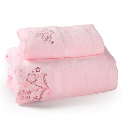 

Montagut Towel Home Textiles Pure Cotton Cutter High&Low Cut Embroidery 1 Facial towel 1 Bath towel Set Soft Sugar Pink 100g 380g 34 7570 140cm