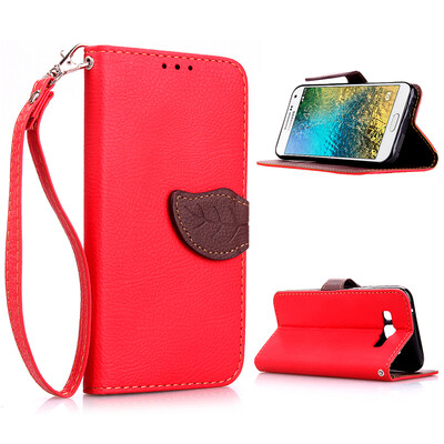 

Red Design PU Leather Flip Cover Wallet Card Holder Case for Samsung Galaxy E7E7000