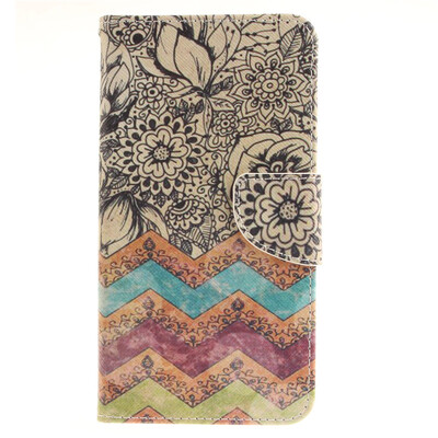 

Wave flower Design PU Leather Flip Cover Wallet Card Holder Case for LG G4 Stylus/LS770