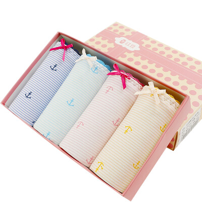 

Красные бобы (hongdou) дамское белье мягкие хлопковые полосы цвета, напечатанные в поясе сексуальные нижнее белье для девочек 4 подарочная коробка 170/90