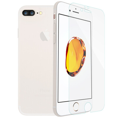 

[Shell фильм набор] ESCASE Apple iPhone8 / 7 Plus мобильный телефон оболочки белый силикагель падение защиты крышки для отправки стальной пленки